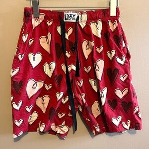 Lazy One Hearts Pattern Men’s Shorts Boxers Sleep Shorts Valentines Day Size Sm